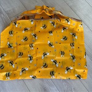 GoldenYellow Bee Print Reusable Foldable Shopping Bag 15x20in Nylon
